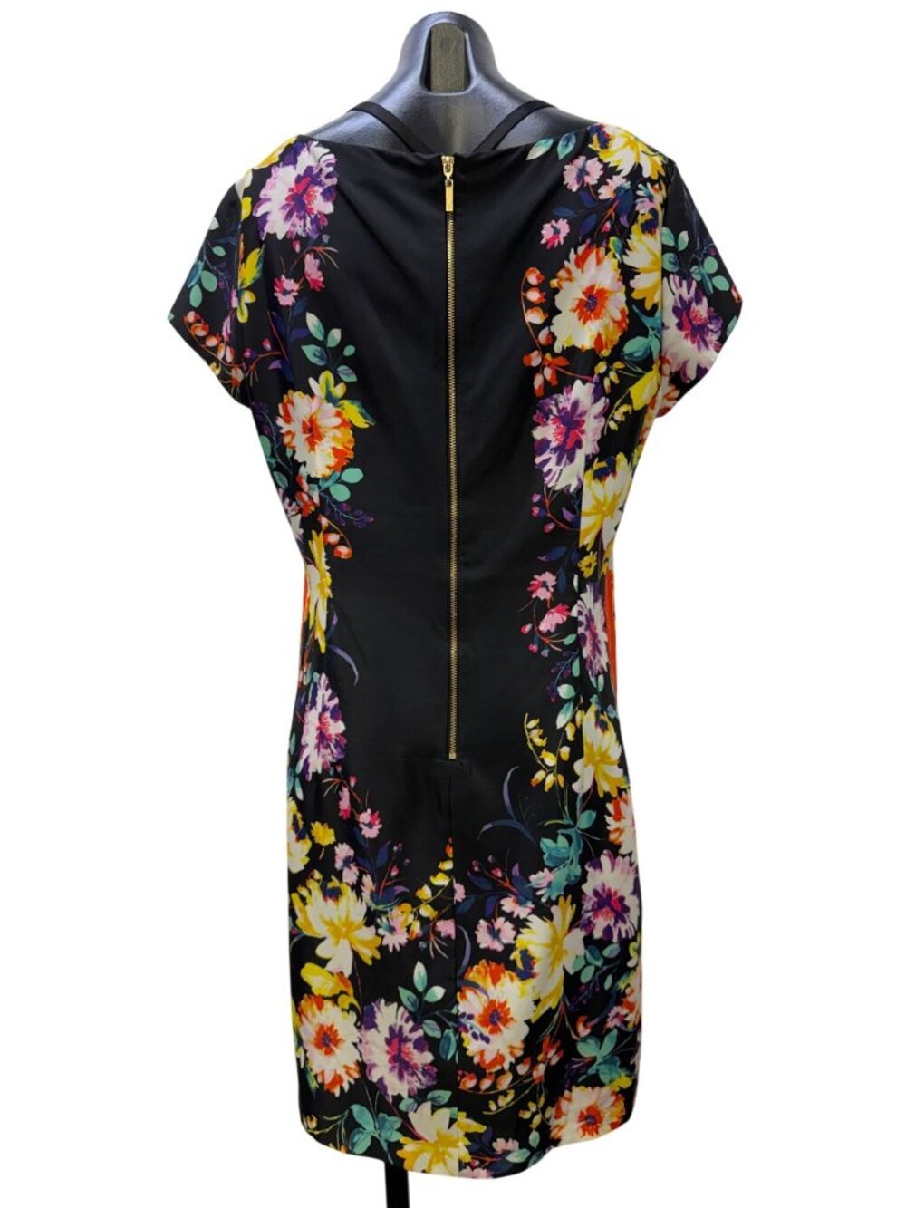 Eliza J Black Multi Floral Dress Size 14 - Picture 2 of 7